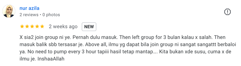 5-star Google review from a mother about milk supply improvement